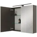 Planetmöbel Badezimmerspiegelschrank Spiegelschrank ARIA (Spiegelschrank Bad mit Beleuchtung und Steckdose, Badschrank mit Spiegel hängend) schwarz 80 cm