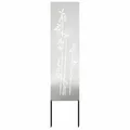 vidaXL Garten Sichtschutz-Leinwand Floral Silber 32 x 140 cm Edelstahl, Garten und Terrasse, Rechteckig, Moderner Sichtschutz, Dekorative Einlagen, Außenscreen, Patio Akzent, Funktionale Trennwand