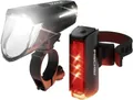 Fischer Fahrrad LED-Akku Beleuchtungs-Set Twin Stop 100 Lux, mit Sensormodus, Leuchtweiteneinstellung, bis zu 8 Stunden Leuchtdauer, schwarz, 1 Stück