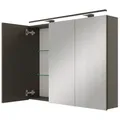Planetmöbel Badezimmerspiegelschrank Spiegelschrank ARIA (Spiegelschrank Bad mit Beleuchtung und Steckdose, Badschrank mit Spiegel hängend) schwarz 90 cm
