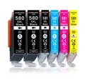 Druckerparadies 6er Pack Druckerpatronen 580 581 XXL kompatibel mit Canon TR7550 Tintenpatrone (6-tlg)