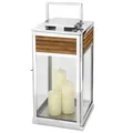 Fink Windlicht 60 cm Edelstahl & Teakholz braun Laterne Innen- und Außenbereich