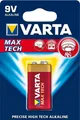 VARTA Alkaline Batterie "Max Tech", E-Block (9V/6LR61) 9,0 Volt, Maße: (B)26,5 x (T)17,5 x (H)48,5 mm, - 1 Stück (04722 101 401)