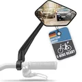 Fahrradspiegel für E-Bike rechts - 360° Fahrrad Rückspiegel mit extra großer Echtglas Spiegelfläche - Fahrrad Spiegel klappbar für Lenker, schwarz