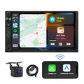 Eonon X3 7 Zoll Doppel-DIN-Auto-Stereo-Receiver, kabellos, für CarPlay und Android, mit AHD-Backup-Kamera, eingebauter DSP, Bluetooth, MirrorLink, SWC, FM/AM, Schnellladung