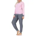 Normann Pyjama Damen Frottee langarm Schlafanzug mit Bündchen - auch in Übergröße rosa 44-46