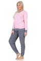 Normann Damen Frottee Langarm Schlafanzug Pyjama mit Bündchen - auch in Übergröße, Farbe:pink, Größe:44-46