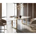 DELIFE Esstisch Edge Boot 270x120 Keramik Iris FMG Onice Grigio Edelstahl Gold Breit
