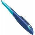 Ergonomischer Schulfüller für Linkshänder mit Anfänger-Feder A - STABILO EASYbirdy in mitternachtsblau/azur - inkl. Patrone - blau (löschbar)