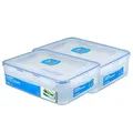 LocknLock Dosen 2er Set HPL834 Vorratsdosen mit Ablaufgitter 3,9 Liter - Maße (LxBxH): 295 x 230 x 84 mm - Geeignete Dosen zum Einfrieren und Mikrowelle - Lock and Lock Dosen Food Box Meal-Prep-Box