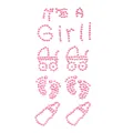 Konfetti Its a Girl Strass Steine Sticker Rosa - Geburt Baby Shower Taufe Deko