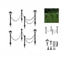 vidaXL Gartenleuchte Solarleuchten 4 Stk mit Kette und Pfosten Gartenlampe Gartenleuchte au schwarz