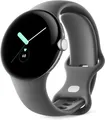 Google Pixel Watch (Wi-Fi) - 41mm in Polished Silver mit Sportarmband in Charcoal