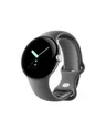 Google Pixel Watch Silber poliert intelligente Uhr mit Band Flouroelastomer dunkelgrau Bandgröße: L 32 GB Wi-Fi NFC Bluetooth 36 g (GA03305-DE)