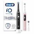 Oral-B iO Elektrische Zahnbürsten, 2 Stück, Schwarz und Rosa, Griffe mit schwarzem und weißem Display, Bluetooth, 3 Aufsteckbürsten