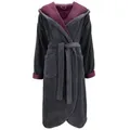 Vossen Damenbademantel Damen Bademantel mit Kapuze Carmen, Polyester grau M 40/42