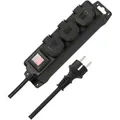 Outdoor-Steckdosenleiste IP44, 3-fach mit Schalter schwarz, 2 Meter