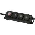 3-fach Std-Verteiler H07RN-F3G1.5 schwarz, mit Schalter, IP44 - 2m