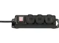 Brennenstuhl Outdoor Steckdosenleiste, 3-fach, mit Schalter, 2 m Kabel, selbstschließende Deckel, IP44, L 60 x B 340 x T 115 mm, schwarz