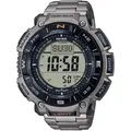 Chronograph CASIO PRO TREK, silber (titansilberfarben), Armbanduhren, Herren, Quarzuhr, Armbanduhr, Herrenuhr, Funk, Solar, Stoppfunktion, Weltzeit