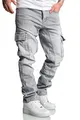 Amaci&Sons Herren Cargo Jeans Regular Slim Denim Hose Destroyed 7977 Hellgrau W34/L30