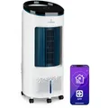 Klarstein Rafraichisseur D'Air Mobile, Refroidisseur D'Air Par Evaporation 4-en-1, Mode Nuit Silencieux, Humidificateur, Ventilateur, Application Intelligente, 65w, Débit D'Air 330m3/h, Blanc/bleu