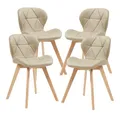 [en.casa] Esszimmerstuhl Älmhult 4-er Set 78x47x52 cm Kunstleder Buche Stühle Wohnzimmerstuhl Küchenstuhl Beige
