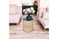 KEINerlei® Beistelltisch Beistelltisch Rund Metall Gold Glas Couchtisch Nachttisch