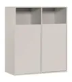 mokebo Wäscheschrank in Kaschmir 'Der Wäschehüter', Wäschesortierer mit 2 Fächern, auch als Wäschekorb, Wäschesammler oder Wäschetruhe aus Holz, 95x80x40 fürs Bad oder Schlafzimmer in Grau Beige