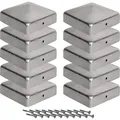 10 Pfostenkappen 7x7 cm - 70x70 mm, Zaunpfosten Metall/Zaunpfosten verzinkt, Pyramiden Form - Pfostenabdeckung/Zaunpfosten Kappen für Holzpfosten/Abdeckkappen für Zaunpfosten mit Schrauben