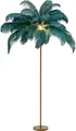 Kare Design Stehleuchte Feather Palm, Grün/Gold, 165x90x90 cm, Leselampe, Dekoleuchte, Stehlampe, Straußfedern, Stahl Gestell, Leuchtmittel nicht inklusive, Wohnzimmer