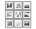 PHOTOLINI Bilderrahmen 9er Set 30x30 cm Modern Schmal mit Passepartout