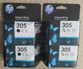 4 x Original Tintenpatronen:  2 x HP 305 Schwarz + 2 x HP 305 Dreifarbig 2024-25