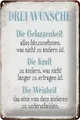 Schild Blech 20x30cm - Made in Germany - Spruch 3 Wünsche Gelassenheit Kraft Met