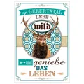 Zum Geburtstag Geburtstagskarte Jäger Jagd Hirsch wild mit grünem Umschlag