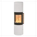 H&M Mono XL 3.0 runder Kamin-Ofen in Stahl Weiß Moderne 160° Sichtscheibe Reeling-Griff Holz-Fach mit separater Tür 7kw 164cm Höhe innovatives Design