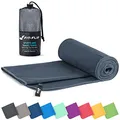 Fit-Flip Mikrofaser Handtuch - kompakte Microfaser Handtücher - ideal als Sporthandtuch, Reisehandtuch, Strandtuch - schnelltrocknend und leicht - Badetuch groß (70x140cm, Dunkelgrau)