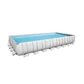 Bestway Power Steel Frame Pool Komplett-Set mit Sandfilteranlage 956 x 488 x 132 cm, lichtgrau, eckig