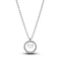 Pandora 393165C01 Halskette Damen Süßwasserzuchtperle Zirkonia Silber