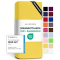 Jacobson Jersey Spannbettlaken Spannbetttuch Baumwolle Bettlaken (XL 90x200-100x220 cm, Gelb)