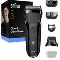 Braun Elektrorasierer Series 3 Close & Clean, 300BT, grau, Trockenrasierer, mit Trimmer und 5 Kammaufsätzen