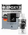 Mr. Epoxy Epoxidharz Bodenbeschichtung (1 kg, RAL 7001 Silbergrau) - 2K Betonfarbe für Garagen, Keller & Werkstatt Boden - Flüssigkunststoff Epoxid Grundierung und Bodenversiegelung