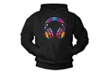 MAKAYA Kapuzenpullover mit Kopfhörer für Jungen Herren Männer Sweatshirt Musik Motiv (Schwarz, S, M, L, XL, XXL, 3XL, 4XL) Baumwolle