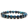 Frauen Stein Armband blaue Armband Perlen Elastisches Armband Böhmische Charm...