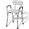 vidaXL Duschstuhl mit Arm-& Rückenlehne Aluminium Duschsitz Badestuhl Badhocker