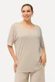 Ulla Popken T-Shirt T-Shirt Streifen Oversized Rundhals Halbarm