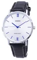 Casio Quarz Weiß Zifferblatt Lederriemen MTP-VT01L-7B1 Wasserfest Herrenuhr