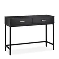 Relaxdays Konsolentisch, Flurtisch mit 2 Schubladen, HBT: 81x110x42 cm, schmaler Ablagetisch, Flur & Wohnzimmer, schwarz