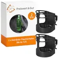 Preiswert&Gut 2 x Getränkehalter in schwarz 12,8 x 8,7 x 12,1cm mit flexiblen Befestigungswinke – Universeller Flaschenhalter bis zu 1,5L – Becherhalter für zb. Boot oder Auto