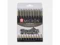 Talens Fineliner Sakura Pigma Micron Set Schwarz, 10 Fineliner, (10-tlg), Archivalische Tinte